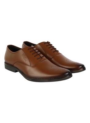 Vardhra Men's Dark Tan Genuine Leather Brogue Formal Shoes 1