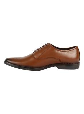 Vardhra Men's Dark Tan Genuine Leather Brogue Formal Shoes 3