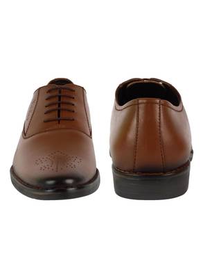 Vardhra Men's Dark Tan Genuine Leather Brogue Formal Shoes 5