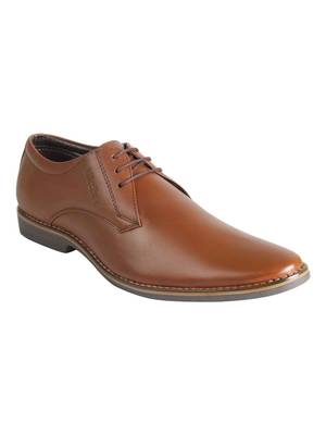 Vardhra Men's Dark Tan Genuine Leather Derby Formal Shoes 1