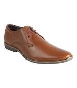 Vardhra Men's Dark Tan Genuine Leather Derby Formal Shoes