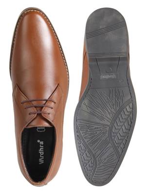 Vardhra Men's Dark Tan Genuine Leather Derby Formal Shoes 4