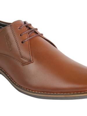 Vardhra Men's Dark Tan Genuine Leather Derby Formal Shoes 5