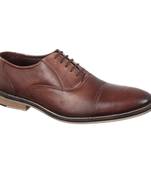 Vardhra Men's Dark Tan Genuine Leather Party Oxford Formal Shoes