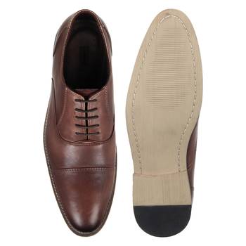 Vardhra Men's Dark Tan Genuine Leather Party Oxford Formal Shoes 4