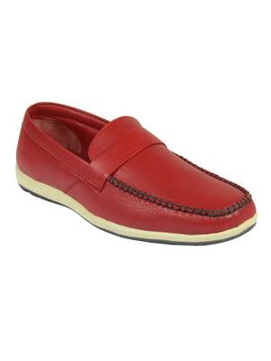 Vardhra Men's Red Genuine Leather Casual Loafer 1