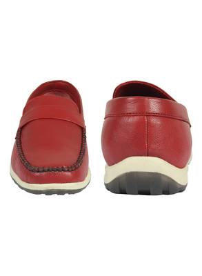 Vardhra Men's Red Genuine Leather Casual Loafer 5