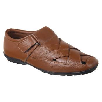 Vardhra Men's Tan Genuine Leather Fisherman Casual Sandal 1