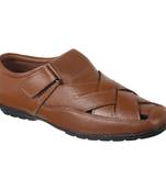 Vardhra Men's Tan Genuine Leather Fisherman Casual Sandal