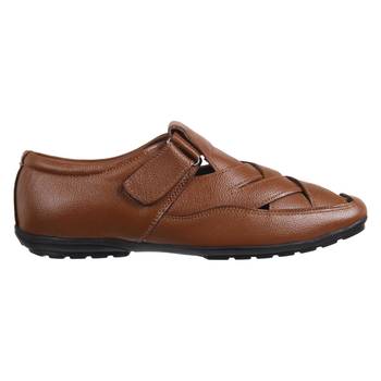 Vardhra Men's Tan Genuine Leather Fisherman Casual Sandal 2