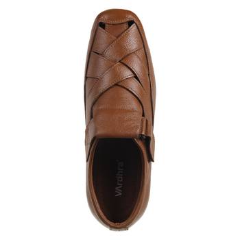 Vardhra Men's Tan Genuine Leather Fisherman Casual Sandal 5