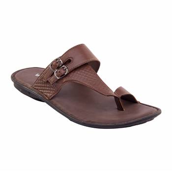 Vardhra Men's Tan Genuine Leather Monk Casual Slipper 1