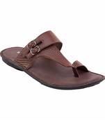 Vardhra Men's Tan Genuine Leather Monk Casual Slipper