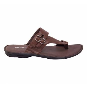 Vardhra Men's Tan Genuine Leather Monk Casual Slipper 3