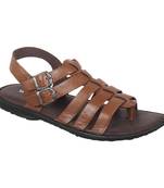 Vardhra Men's Tan Genuine Leather Outdoor Casual Sandal