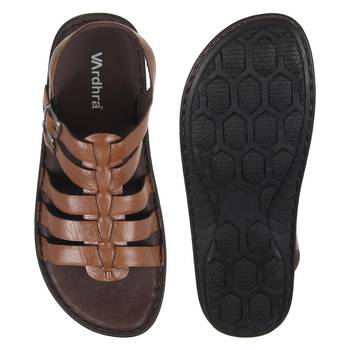 Vardhra Men's Tan Genuine Leather Outdoor Casual Sandal 4