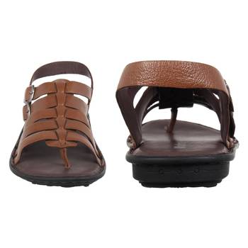 Vardhra Men's Tan Genuine Leather Outdoor Casual Sandal 5