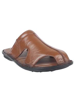 Vardhra Men's Tan Genuine Leather Outdoor Front Closed Casual Sandal 1
