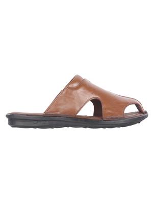 Vardhra Men's Tan Genuine Leather Outdoor Front Closed Casual Sandal 3