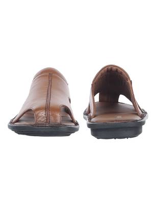 Vardhra Men's Tan Genuine Leather Outdoor Front Closed Casual Sandal 4