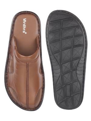 Vardhra Men's Tan Genuine Leather Outdoor Front Closed Casual Sandal 5