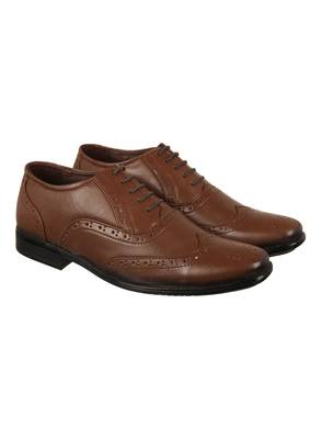Vardhra Men's Tan Genuine Leather Party Brogue Formal Shoes 1