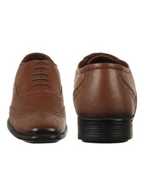Vardhra Men's Tan Genuine Leather Party Brogue Formal Shoes 5