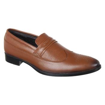 Vardhra Men's Tan Genuine Leather Party Quarter Brogue Formal Shoes 1