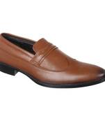 Vardhra Men's Tan Genuine Leather Party Quarter Brogue Formal Shoes