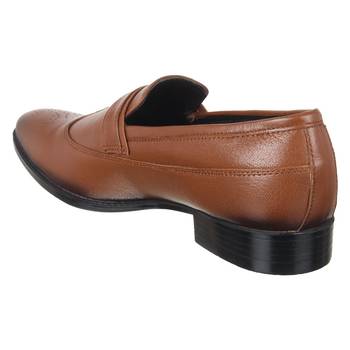 Vardhra Men's Tan Genuine Leather Party Quarter Brogue Formal Shoes 2