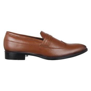 Vardhra Men's Tan Genuine Leather Party Quarter Brogue Formal Shoes 3