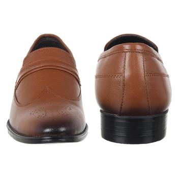 Vardhra Men's Tan Genuine Leather Party Quarter Brogue Formal Shoes 5