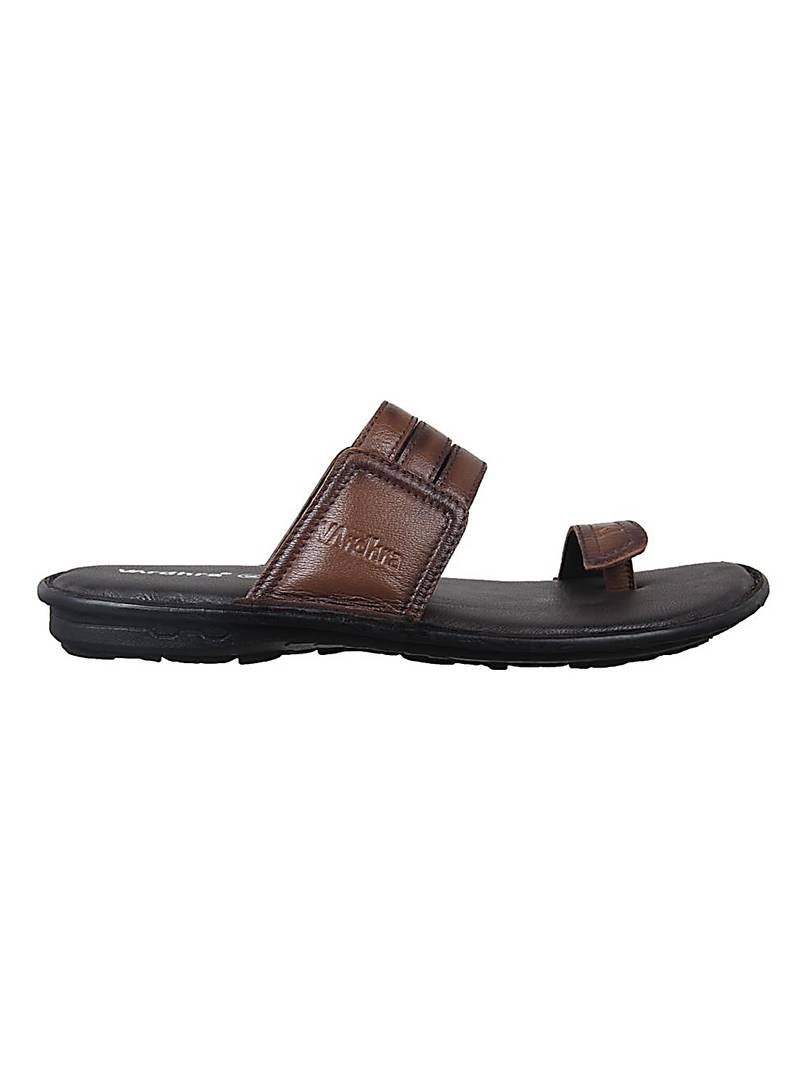Vardhra Men's Tan Genuine Leather Thump Casual Slipper