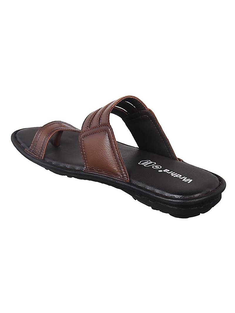 Vardhra Men's Tan Genuine Leather Thump Casual Slipper