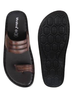 Vardhra Men's Tan Genuine Leather Thump Casual Slipper 4