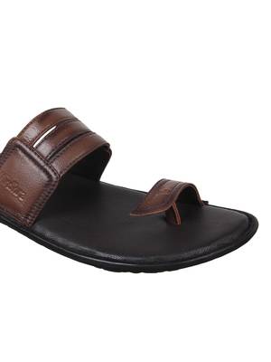 Vardhra Men's Tan Genuine Leather Thump Casual Slipper 5