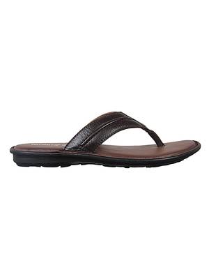 Vardhra Men's Tan Genuine Leather V Shape memory Casual Slipper 2