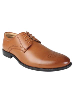 Vardhra Men's Tan Synthetic Leather Brogue Formal Shoes 1