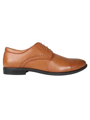 Vardhra Men's Tan Synthetic Leather Brogue Formal Shoes 2