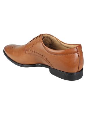 Vardhra Men's Tan Synthetic Leather Brogue Formal Shoes 3
