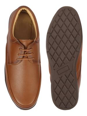 Vardhra Men's Tan Synthetic Leather Derby Formal Shoes 4