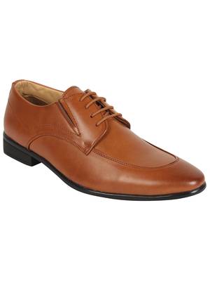 Vardhra Men's Tan Synthetic Leather Derby Formal Shoes 1