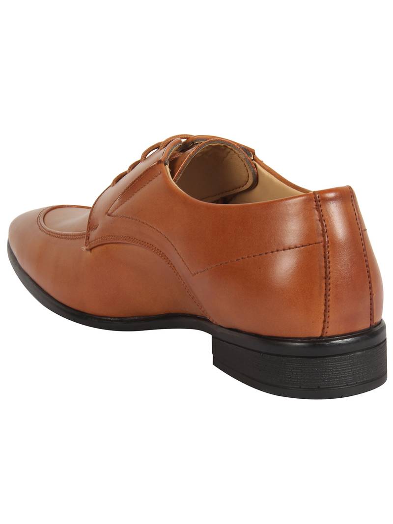 Vardhra Men's Tan Synthetic Leather Derby Formal Shoes