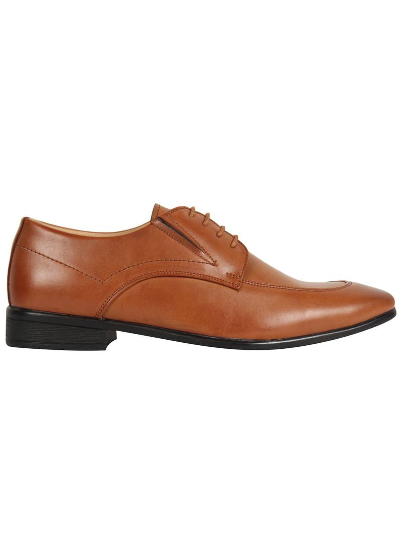 Vardhra Men's Tan Synthetic Leather Derby Formal Shoes