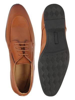 Vardhra Men's Tan Synthetic Leather Derby Formal Shoes 4