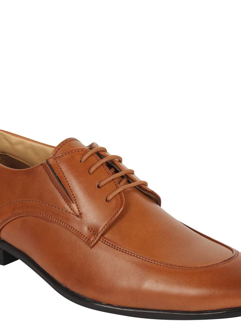 Vardhra Men's Tan Synthetic Leather Derby Formal Shoes