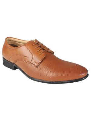Vardhra Men's Tan Synthetic Leather Derby Formal Shoes 1