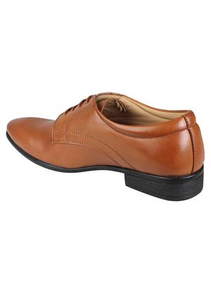 Vardhra Men's Tan Synthetic Leather Derby Formal Shoes 3
