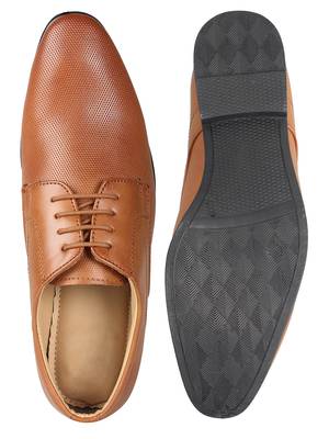 Vardhra Men's Tan Synthetic Leather Derby Formal Shoes 4