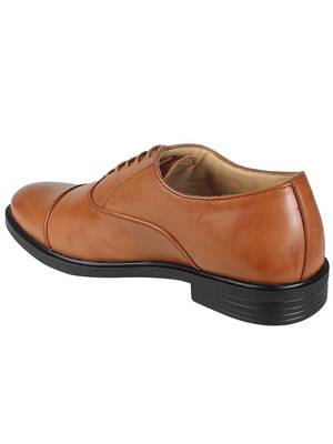 Vardhra Men's Tan Synthetic Leather Oxford Formal Shoes 3